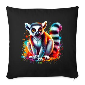 Lémurien - Housse de coussin décorative 45 x 45 cm - noir - Devant