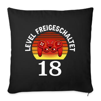 Level 18 Unlocked 18 Birthday 18 years old - Sofa pillowcase 17,3'' x 17,3'' (45 x 45 cm) - black - Front