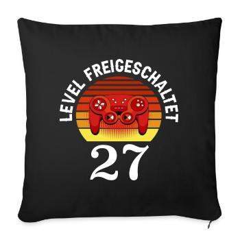 Level 27 Unlocked 27 Birthday 27 years old - Sofa pillowcase 17,3'' x 17,3'' (45 x 45 cm) - black - Front