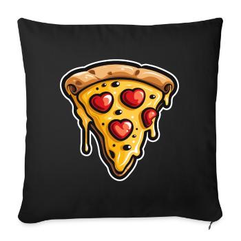 Pizza Cartoon Look - Sofa pillowcase 17,3'' x 17,3'' (45 x 45 cm) - black - Front
