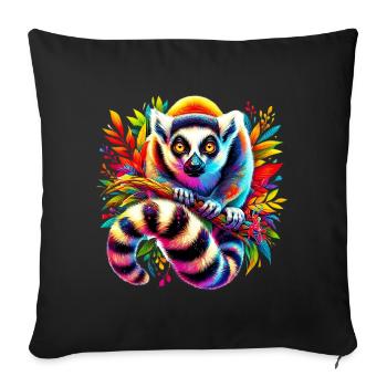 Lémurien - Housse de coussin décorative 45 x 45 cm - noir - Devant