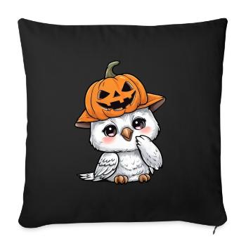 Süße Halloween Eule Schnee-Eule Kürbis Cartoon - Sofakissenbezug 45 x 45 cm - Schwarz - Vorne