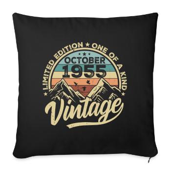 Octobre 1955 Anniversaire 1955 Né en octobre 1955 - Housse de coussin décorative 45 x 45 cm - noir - Devant
