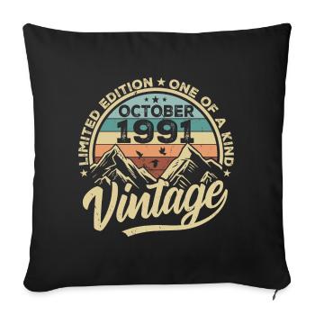 Octobre 1991 Anniversaire 1991 Né en octobre 1991 - Housse de coussin décorative 45 x 45 cm - noir - Devant