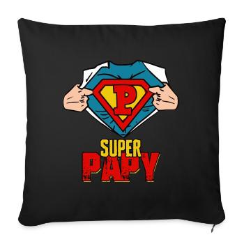 Super Papy Cadeau Meilleure Grand père du Vintage - Housse de coussin décorative 45 x 45 cm - noir - Devant