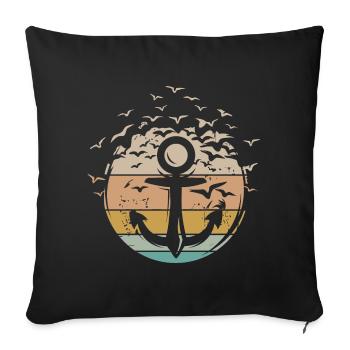 Anker retro Kapitän Boot Schiff vintage Symbol - Sofakissenbezug 45 x 45 cm - Schwarz - Vorne