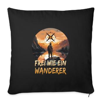 Frei wie ein Wanderer - Sofakissenbezug 45 x 45 cm - Schwarz - Vorne