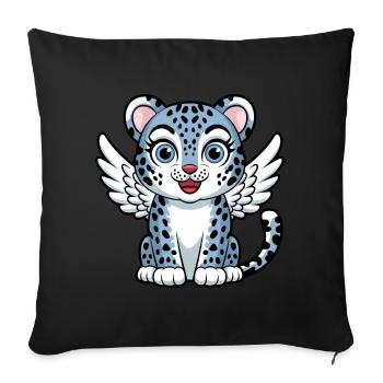 Blaue Tigerkatze mit Engelsflügeln Traumhaft - Sofakissenbezug 45 x 45 cm - Schwarz - Vorne