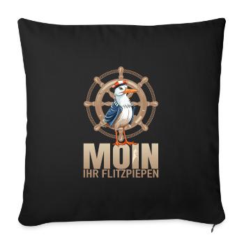 Moin ihr Flitzpiepen - Sofakissenbezug 45 x 45 cm - Schwarz - Vorne