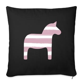 Dala Horse Stripe Pink Girl Scandinavian Decoration - Sofa pillowcase 17,3'' x 17,3'' (45 x 45 cm) - black - Front