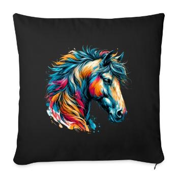 Cheval - Housse de coussin décorative 45 x 45 cm - noir - Devant