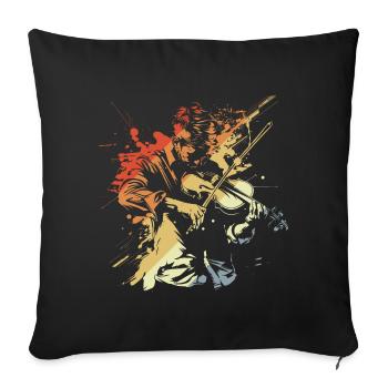 Retro Violin Player - Sofa pillowcase 17,3'' x 17,3'' (45 x 45 cm) - black - Front