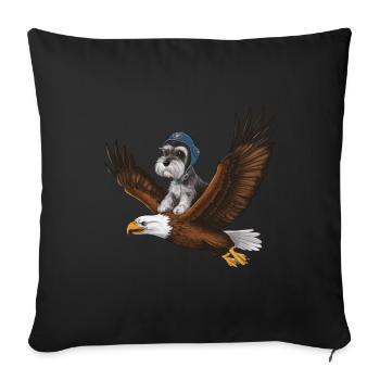 Miniature Schnauzer with majestic bald eagle - Sofa pillowcase 17,3'' x 17,3'' (45 x 45 cm) - black - Front