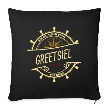 Mein Herz schlägt Wellen - Greetsiel - Sofakissenbezug 45 x 45 cm - Schwarz - Vorne