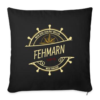 Mein Herz schlägt Wellen - Fehmarn - Sofakissenbezug 45 x 45 cm - Schwarz - Vorne