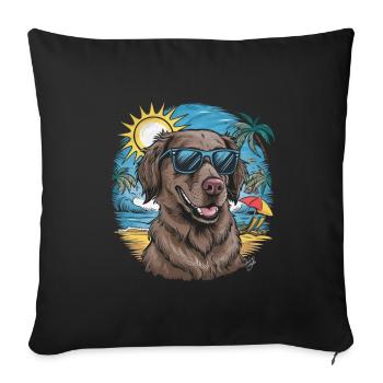Flat Coated Retriever with Sunglasses - Sofa pillowcase 17,3'' x 17,3'' (45 x 45 cm) - black - Front