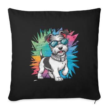 Dandie Dinmont Terrier en dessin animé - Housse de coussin décorative 45 x 45 cm - noir - Devant