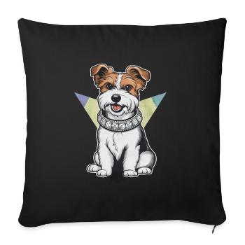 Dandie Dinmont Terrier en dessin animé - Housse de coussin décorative 45 x 45 cm - noir - Devant