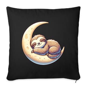 Relaxed sloth dream on moon swing - Sofa pillowcase 17,3'' x 17,3'' (45 x 45 cm) - black - Front