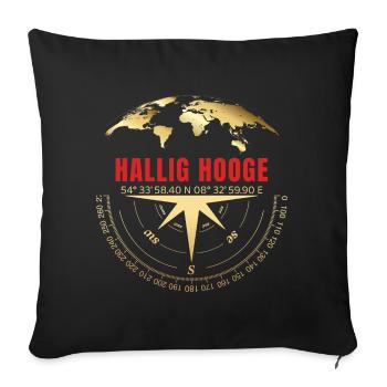 Koordinaten Hallig Hooge - Sofakissenbezug 45 x 45 cm - Schwarz - Vorne