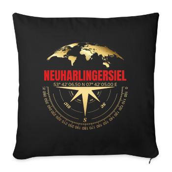 Koordinaten Neuharlingersiel - Sofakissenbezug 45 x 45 cm - Schwarz - Vorne