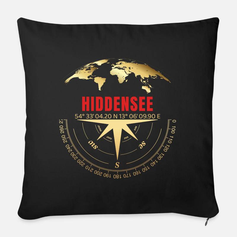 Koordinaten Hiddensee - Sofakissenbezug 45 x 45 cm - Schwarz