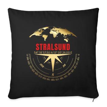 Koordinaten Stralsund - Sofakissenbezug 45 x 45 cm - Schwarz - Vorne