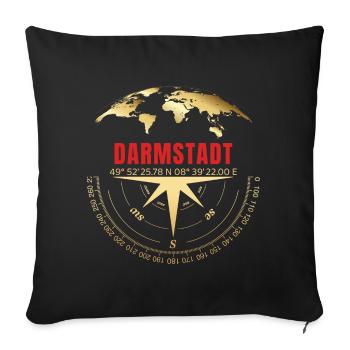 Koordinaten Darmstadt - Sofakissenbezug 45 x 45 cm - Schwarz - Vorne
