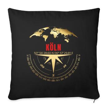Koordinaten Köln - Sofakissenbezug 45 x 45 cm - Schwarz - Vorne