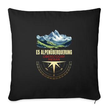 E5 Alpenüberquerung - Sofakissenbezug 45 x 45 cm - Schwarz - Vorne