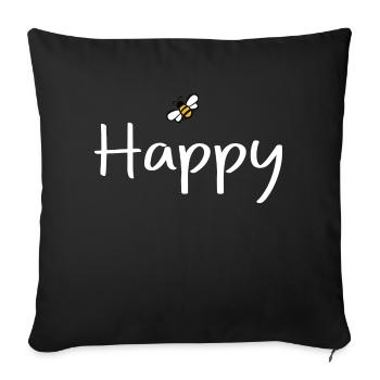 be Happy - Sofa pillowcase 17,3'' x 17,3'' (45 x 45 cm) - black - Front