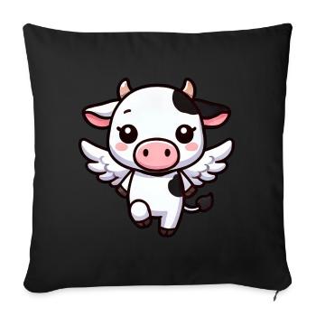 Cute Cow as Angel Cartoon Design - Sofa pillowcase 17,3'' x 17,3'' (45 x 45 cm) - black - Front