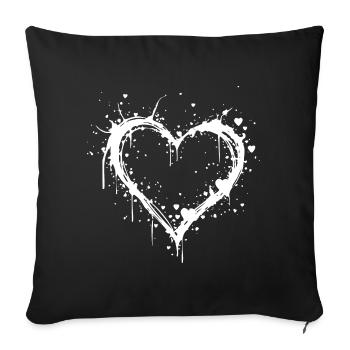 Design minimaliste en forme de cœur blanc - Housse de coussin décorative 45 x 45 cm - noir - Devant