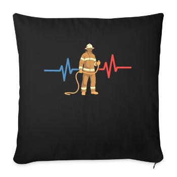 euerwehrmann - heartbeat & wit - Sofa pillowcase 17,3'' x 17,3'' (45 x 45 cm) - black - Front