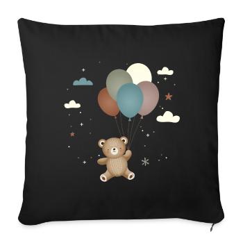 Ours volant avec des ballons dans un style mignon - Housse de coussin décorative 45 x 45 cm - noir - Devant