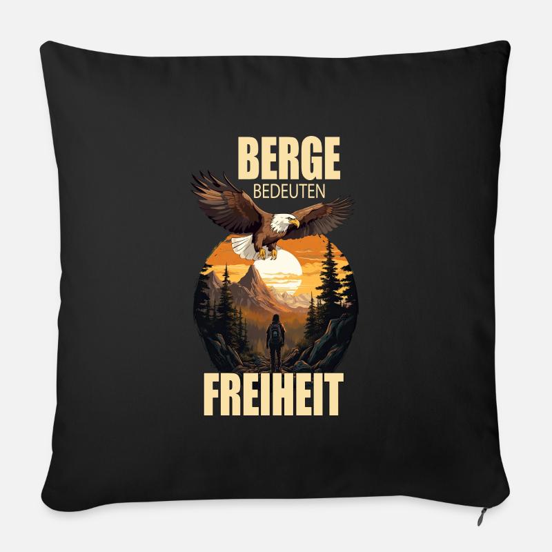 Berge bedeuten Freiheit - Sofakissenbezug 45 x 45 cm - Schwarz