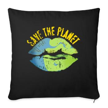 Sauvez le monde look vintage - Housse de coussin décorative 45 x 45 cm - noir - Devant