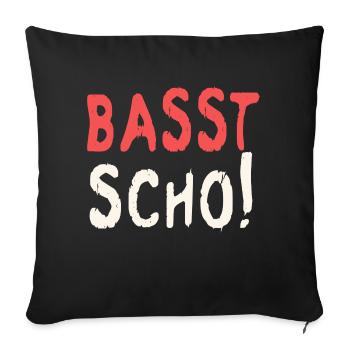 Basst scho rot baige text - Sofa pillowcase 17,3'' x 17,3'' (45 x 45 cm) - black - Front