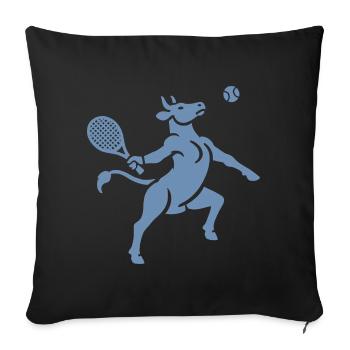 Cow Tennis Tennis Ball Balancing Horn Silhouette - Sofa pillowcase 17,3'' x 17,3'' (45 x 45 cm) - black - Front