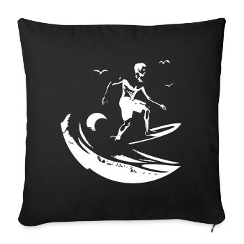 Surfing Drawing - Sofa pillowcase 17,3'' x 17,3'' (45 x 45 cm) - black - Front