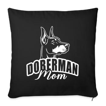 « Doberman Mom » avec tête de chien - Housse de coussin décorative 45 x 45 cm - noir - Devant