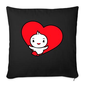 Bird Heart Symbol Love Runs Runs Happy Cute - Sofa pillowcase 17,3'' x 17,3'' (45 x 45 cm) - black - Front