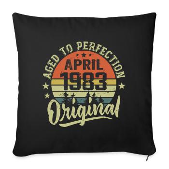 April 1983 Birthday - April 1983 Gift Idea - Sofa pillowcase 17,3'' x 17,3'' (45 x 45 cm) - black - Front