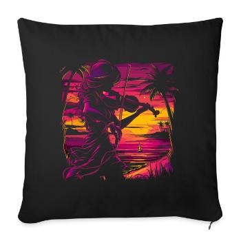 Geigerin Synthwave - Sofakissenbezug 45 x 45 cm - Schwarz - Vorne
