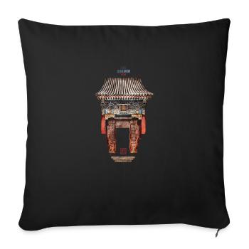 Chinesisch_Architektur_Renshou 1889_Sommerpalast - Sofa pillowcase 17,3'' x 17,3'' (45 x 45 cm) - black - Front