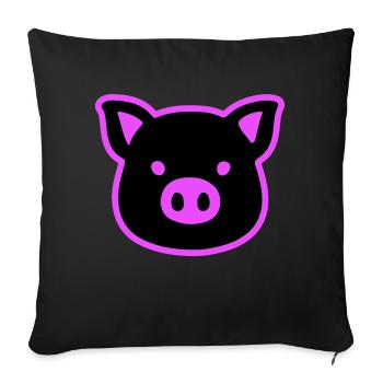 Tête de cochon truie - Housse de coussin décorative 45 x 45 cm - noir - Devant