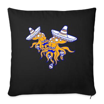 2 Octopus Mexican Culture Hat Music Band Team - Sofa pillowcase 17,3'' x 17,3'' (45 x 45 cm) - black - Front
