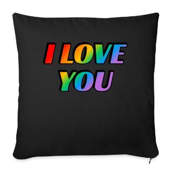 Je t’aime - couple gay - texte arc-en-ciel fierté LGBT - Housse de coussin décorative 45 x 45 cm - noir - Devant