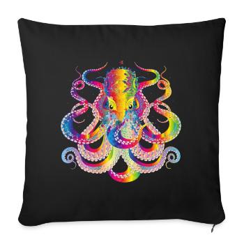 pieuvre colorée et de nombreux détails - Housse de coussin décorative 45 x 45 cm - noir - Devant