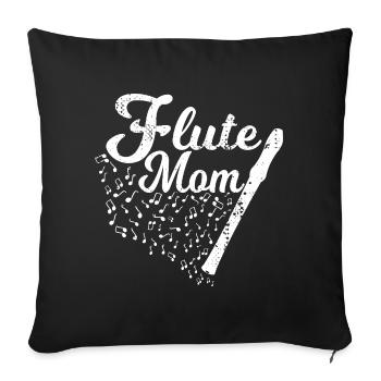 Maman joueuse de flûte - Housse de coussin décorative 45 x 45 cm - noir - Devant